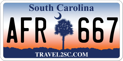 SC license plate AFR667