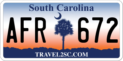 SC license plate AFR672