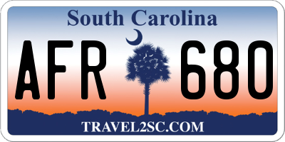 SC license plate AFR680