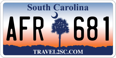 SC license plate AFR681