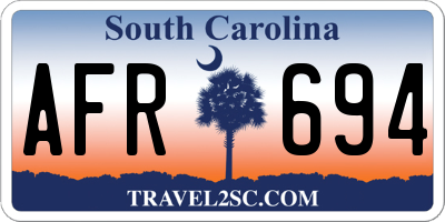 SC license plate AFR694