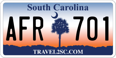 SC license plate AFR701