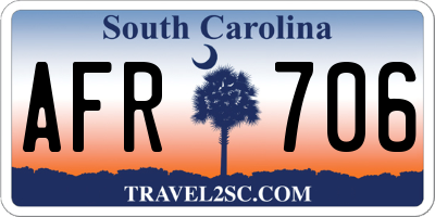 SC license plate AFR706