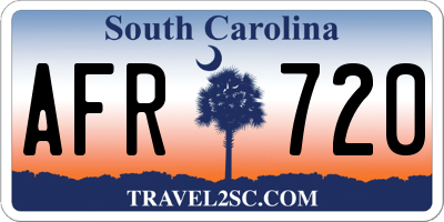 SC license plate AFR720