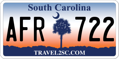 SC license plate AFR722
