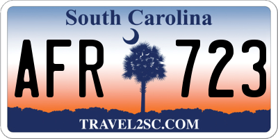 SC license plate AFR723