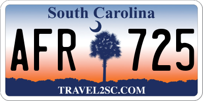 SC license plate AFR725
