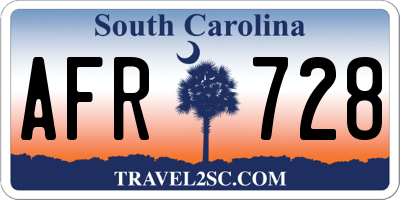 SC license plate AFR728