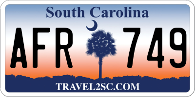 SC license plate AFR749
