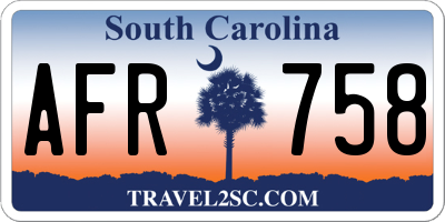 SC license plate AFR758