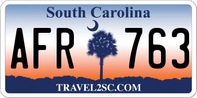 SC license plate AFR763