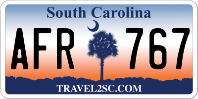 SC license plate AFR767
