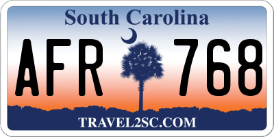 SC license plate AFR768