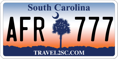 SC license plate AFR777