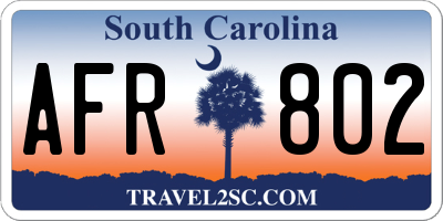 SC license plate AFR802