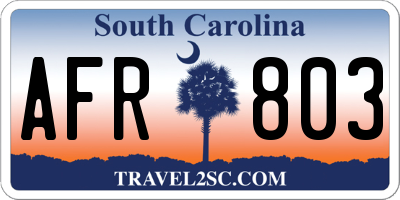 SC license plate AFR803