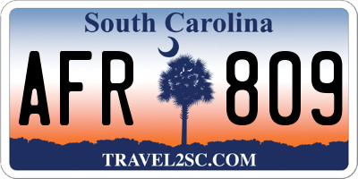 SC license plate AFR809