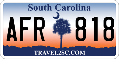 SC license plate AFR818