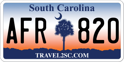 SC license plate AFR820