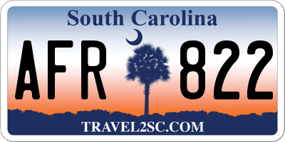 SC license plate AFR822