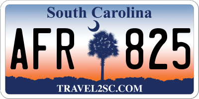 SC license plate AFR825