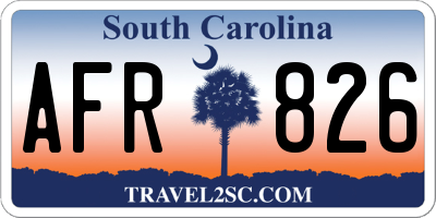 SC license plate AFR826