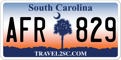 SC license plate AFR829