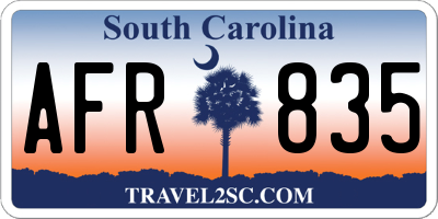 SC license plate AFR835
