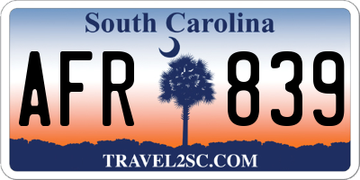 SC license plate AFR839