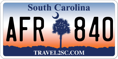 SC license plate AFR840