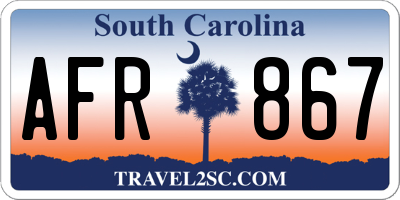 SC license plate AFR867