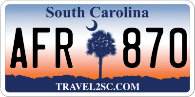 SC license plate AFR870
