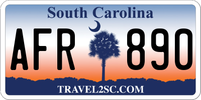 SC license plate AFR890