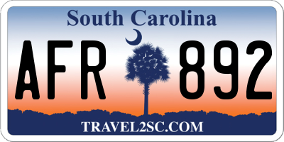 SC license plate AFR892