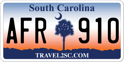 SC license plate AFR910