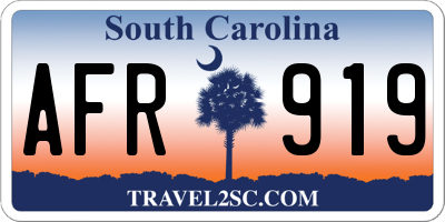 SC license plate AFR919