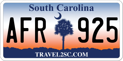 SC license plate AFR925