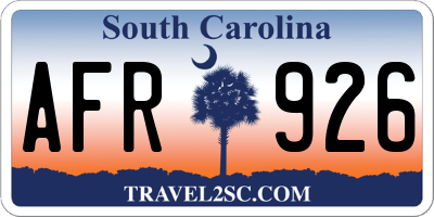 SC license plate AFR926