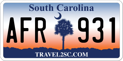 SC license plate AFR931