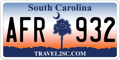 SC license plate AFR932