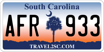 SC license plate AFR933