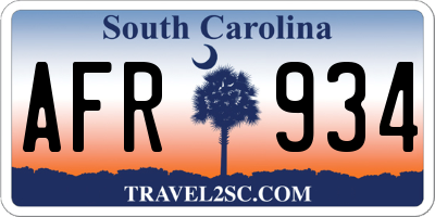 SC license plate AFR934