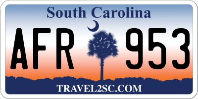 SC license plate AFR953