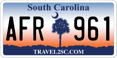 SC license plate AFR961