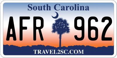 SC license plate AFR962