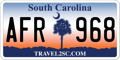 SC license plate AFR968