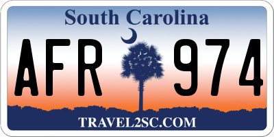 SC license plate AFR974