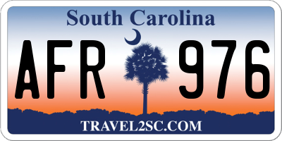 SC license plate AFR976
