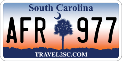 SC license plate AFR977