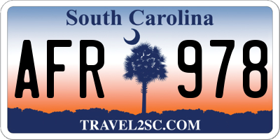 SC license plate AFR978
